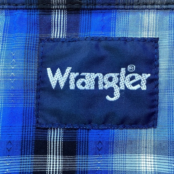 Wrangler Mens Blue Black Plaid Pearl Snap Western Rodeo Rockabilly Shirt Size XL - Picture 3 of 6